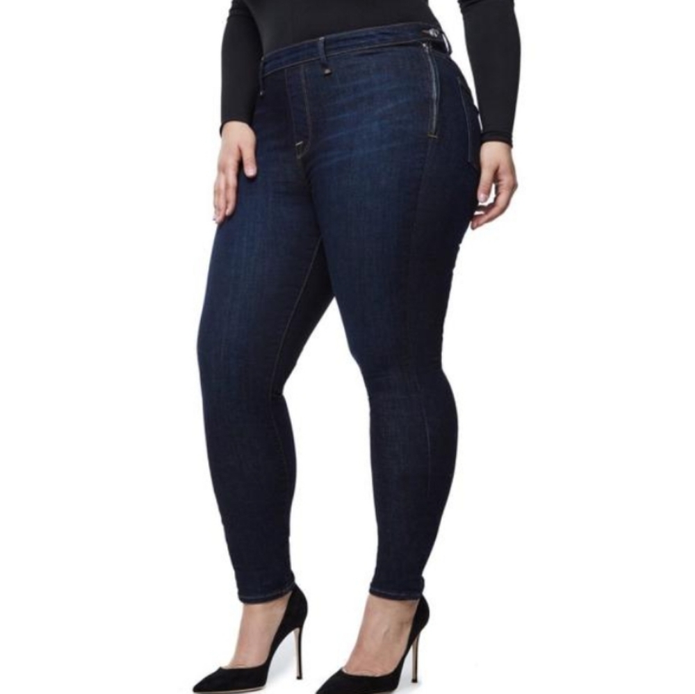 Good American Dark Rinse Gasz148 Side Zippered Jeans